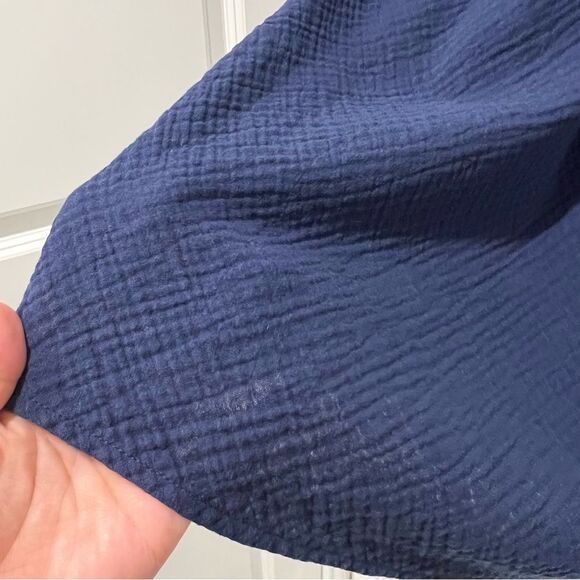 CASLON Women's Tie Waist Maxi Skirt Faux Wrap in Navy Cotton Gauze Size 1X - Picture 10 of 15